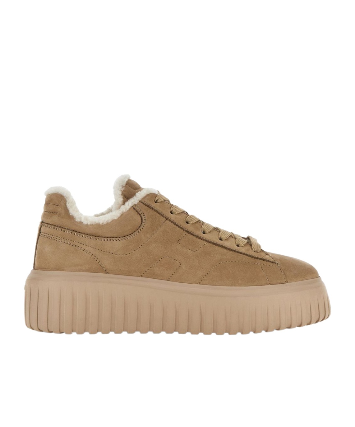 Hogan H-stripes Allacciato H Suede Sneakers In Brown