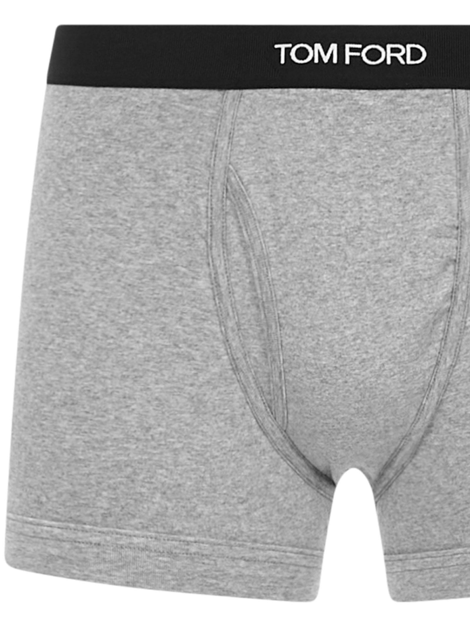 Tom Ford Logo-embroidered Cotton-blend Jersey Boxers In Gray