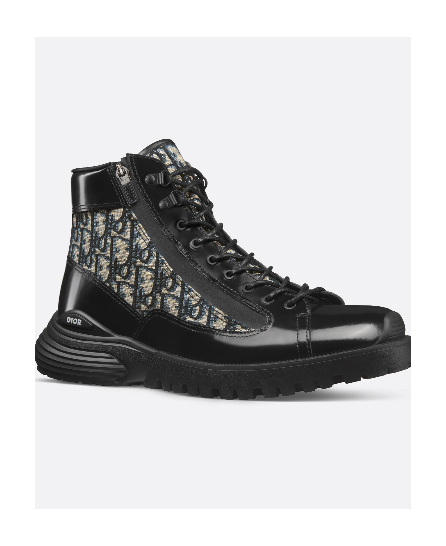 DIOR DIOR HOMME MONOGRAMMED LACE-UP BOOTS 