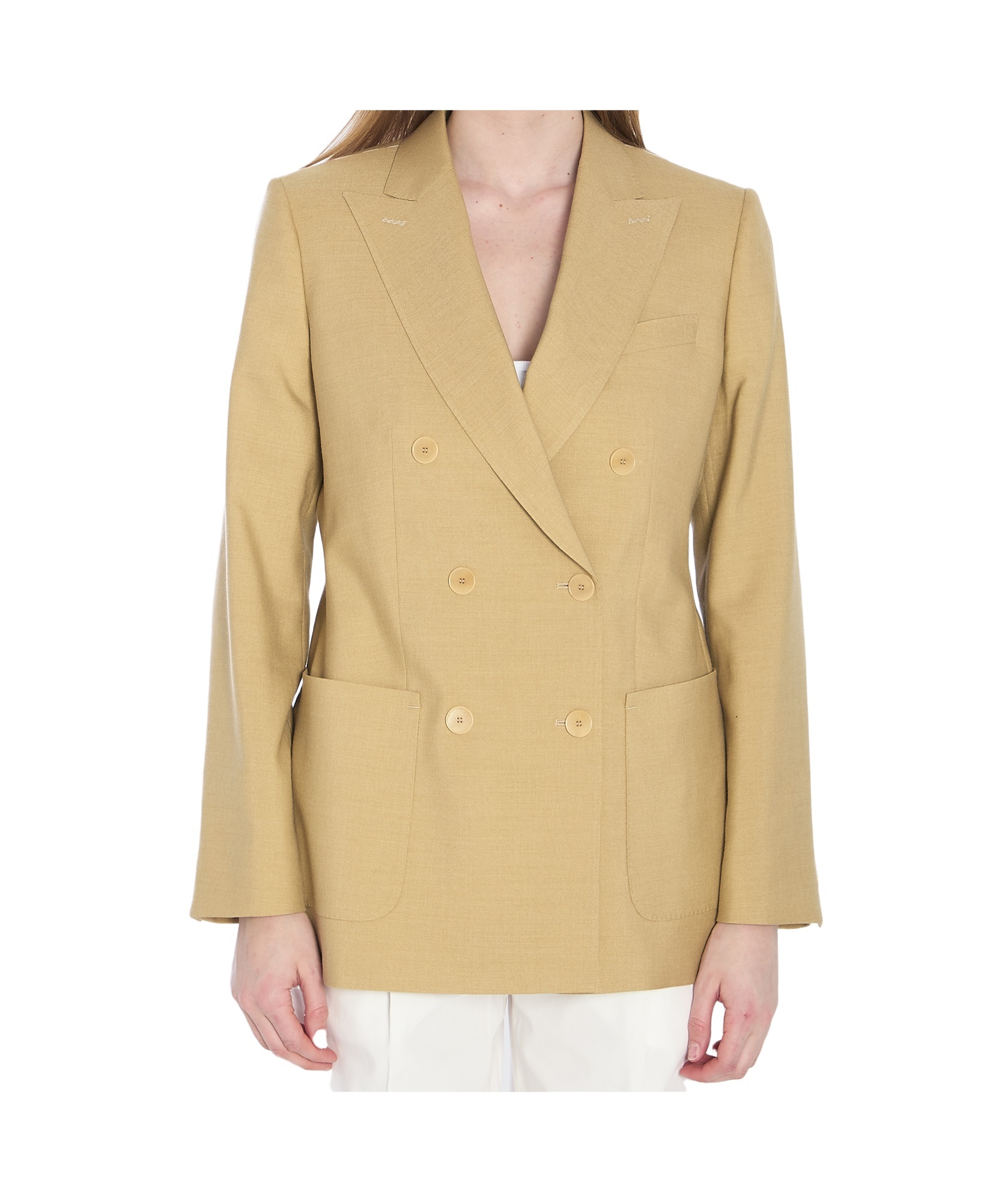 Shop Max Mara Double-breasted Blazer In Nude