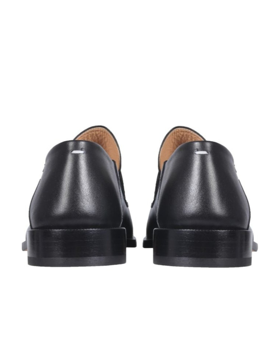 Maison Margiela Tabi County Split-toe Distressed Textured-leather Penny Loafers In Black