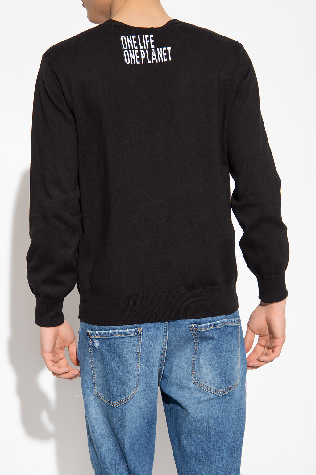 Dsquared2 Intarsia-knit Organic Cotton Jumper In Black
