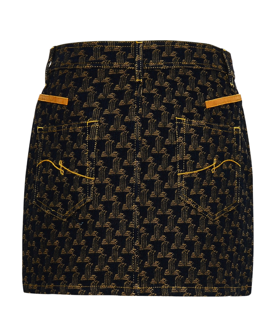 Lanvin Logo-jacquard Denim Skirt In Black