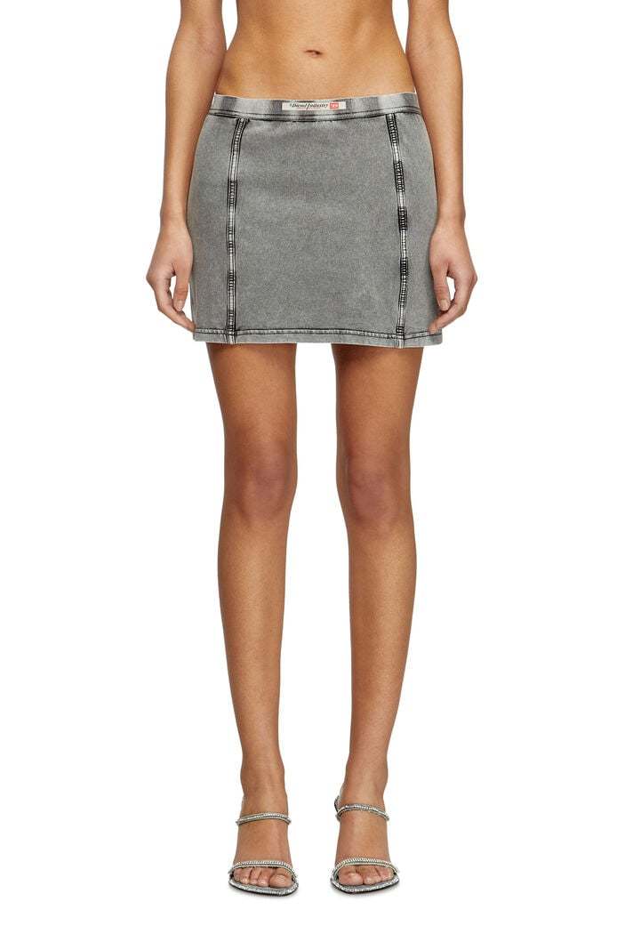 Diesel Denim-effect Mini Skirt In Stretch Jersey In Gray