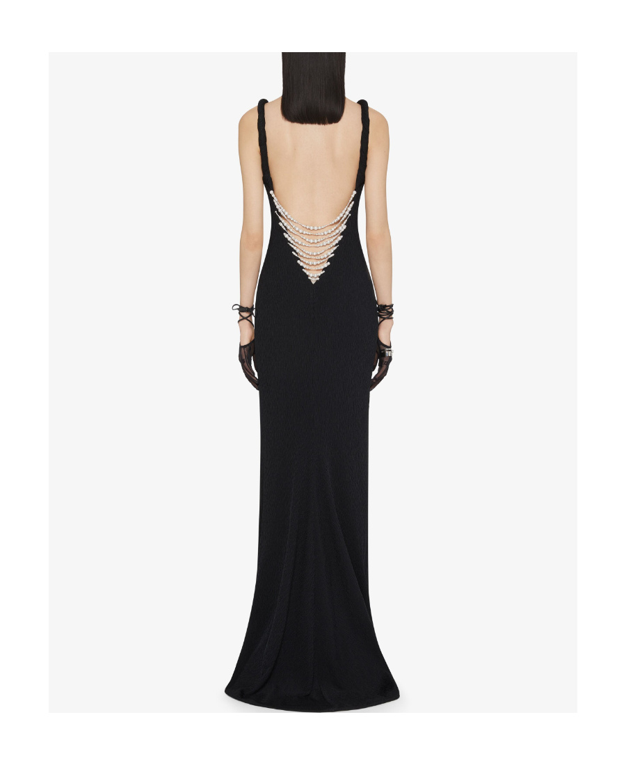 GIVENCHY DRESS WITH TWISTED STRAPS IN JERSEY WITH PEARLS AND CRYSTALS