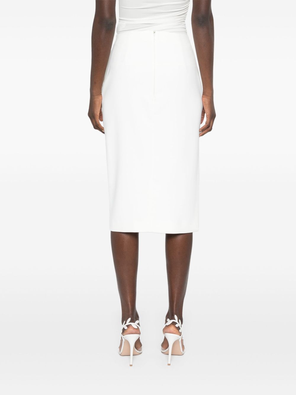 Elisabetta Franchi Krepp-midirock Mit Schmuckdetail In Ivory
