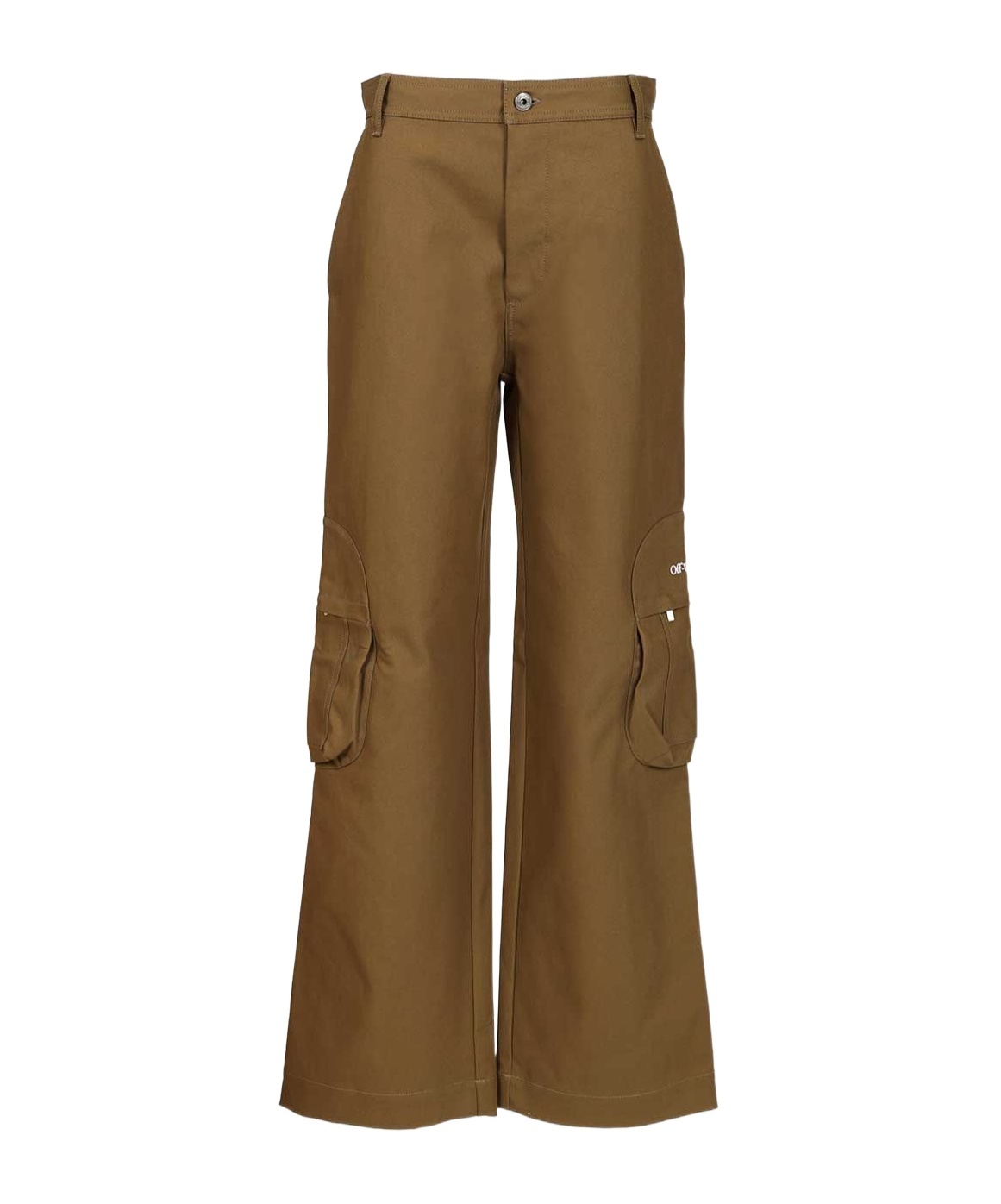 Off-white Cargo Trousers With Pockets And Loops In Brown