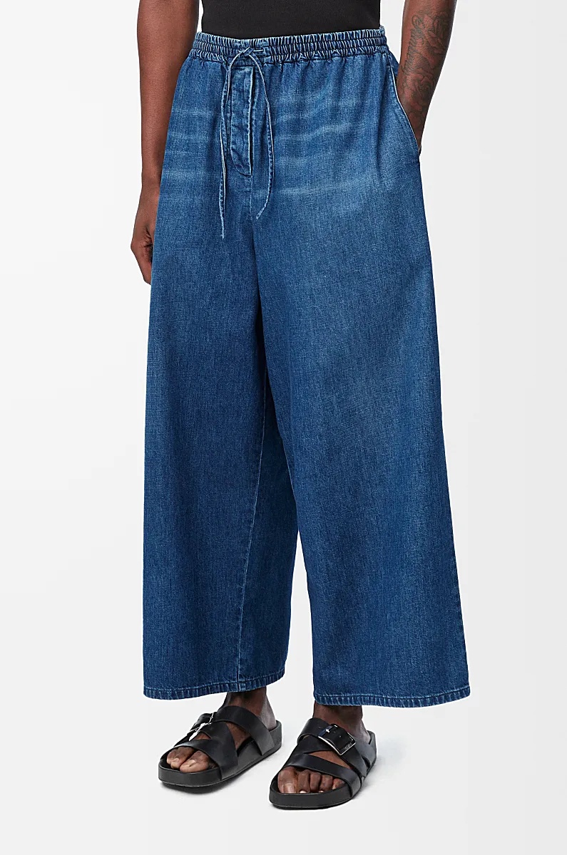 Loewe Cropped Denim Jeans In Light Blue
