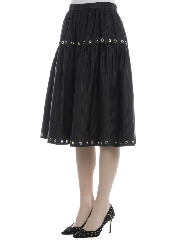 Kenzo Eyelets Pleated Skirt In Black