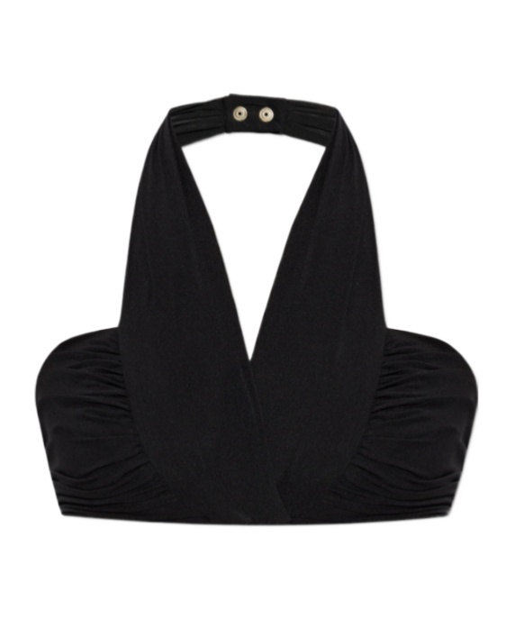 Balmain Neck-hanging Swimsuit Top In Black