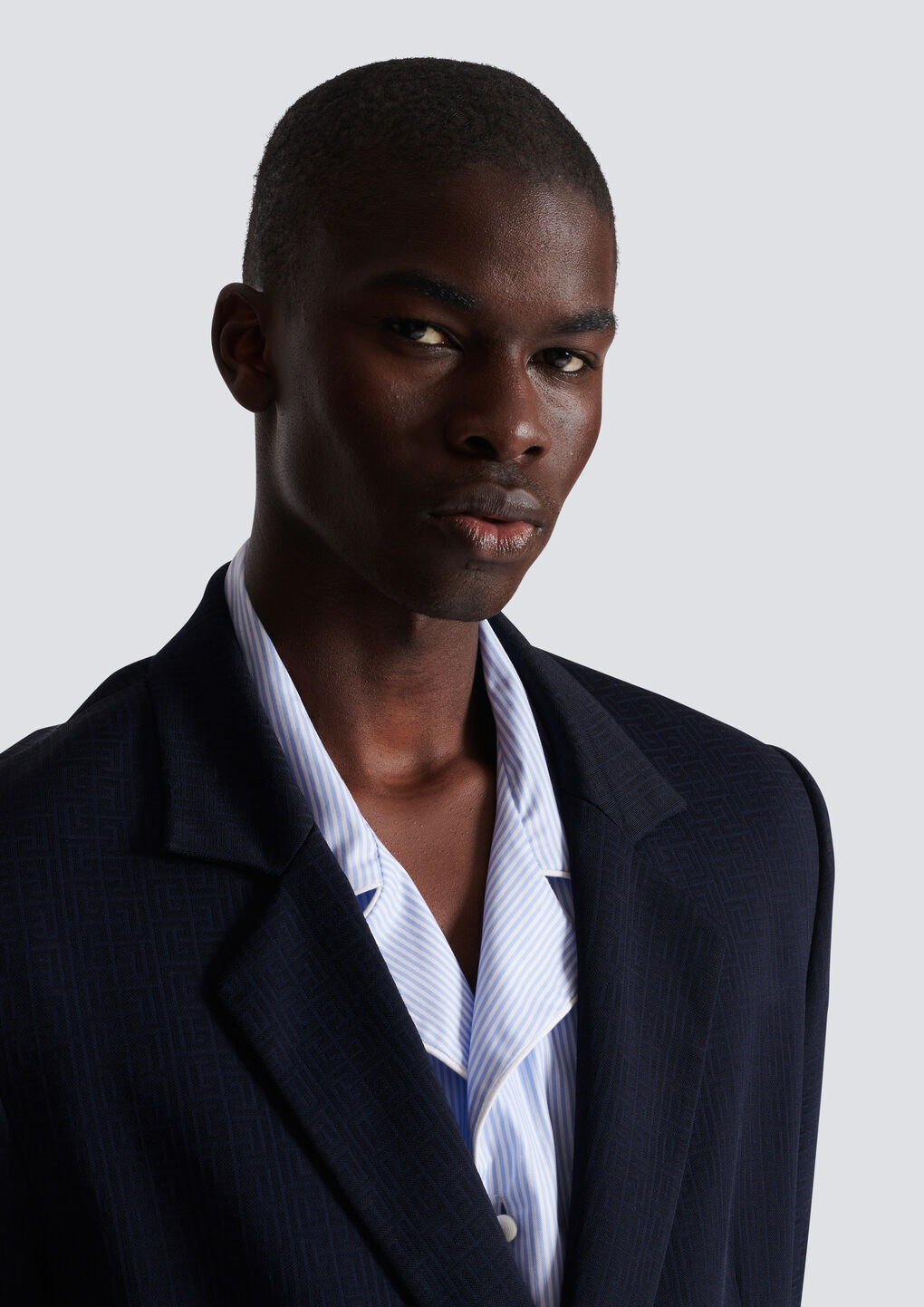 Shop Balmain Casual Mini Monogram Blazer In Black