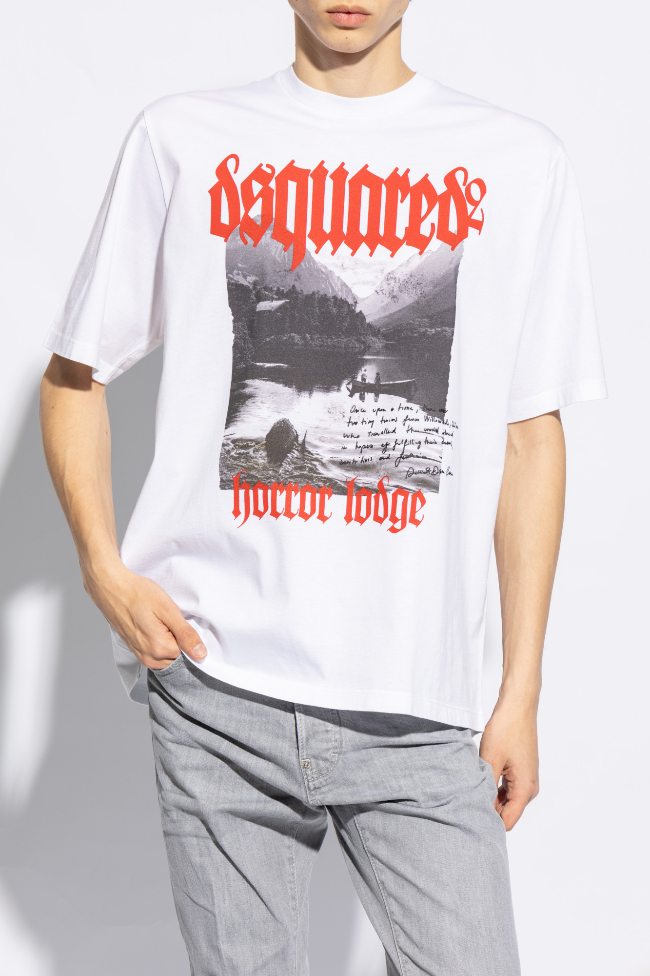 Dsquared2 Mens White Horror Lodge Graphic-print Relaxed-fit Cotton-jersey T-shirt In White