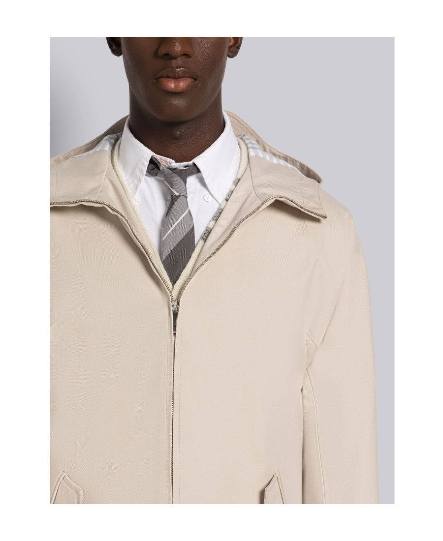 Thom Browne Hooded Cotton Parka In Nude