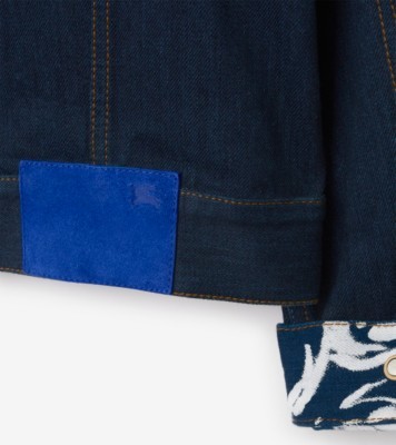 Burberry Denim Jacket With Chest Pockets And Contrast Stitching In Blue