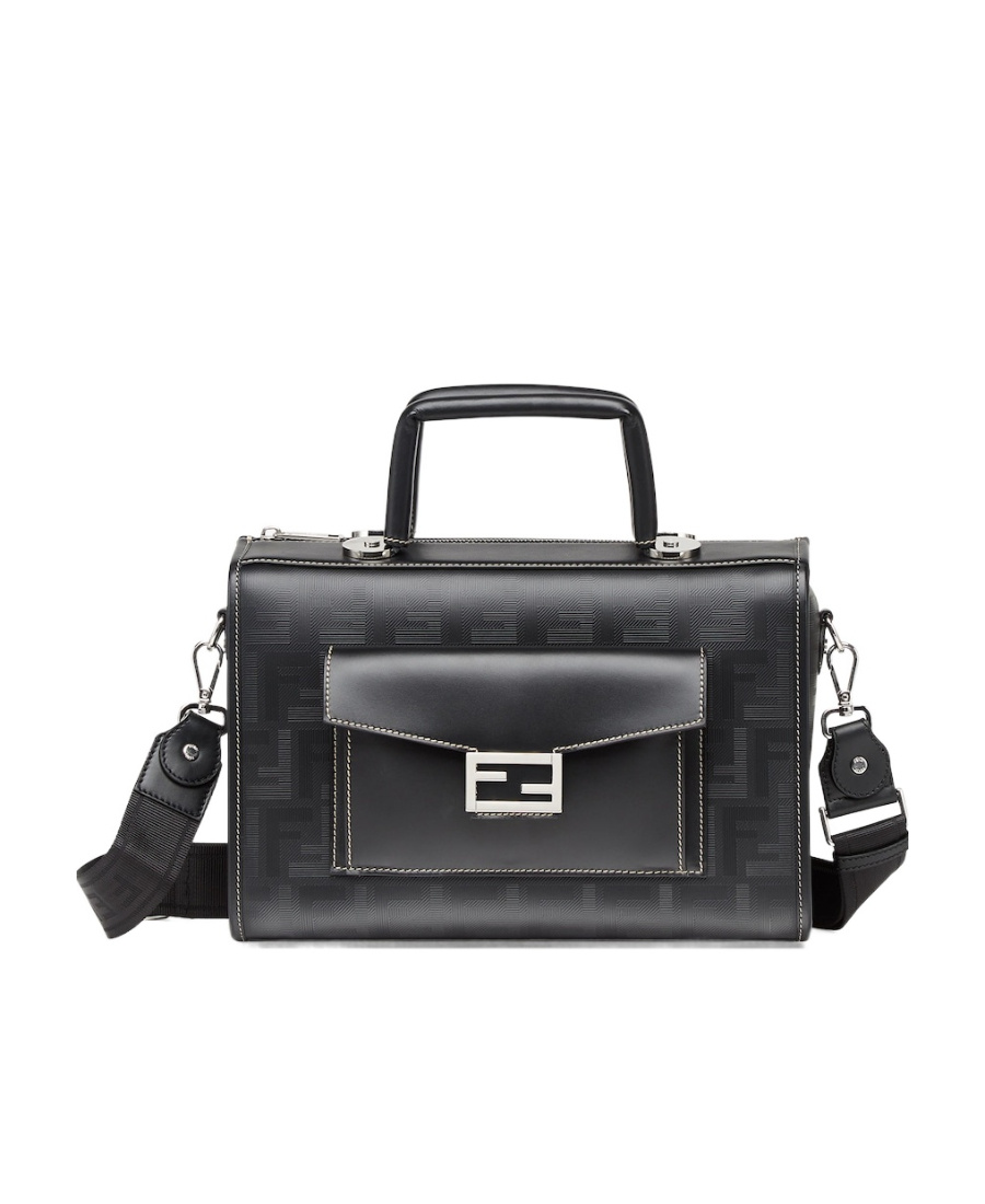 Fendi Soft Trunk Logo Handbag In Black