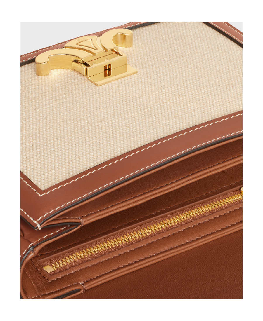Celine Teen Triomphe Flip Shoulder Bag In Nude