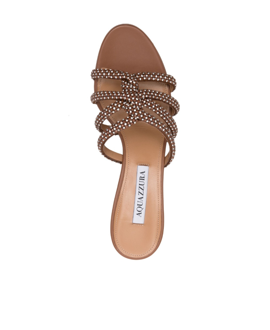Aquazzura Embellished Slip-on Mules In Brown