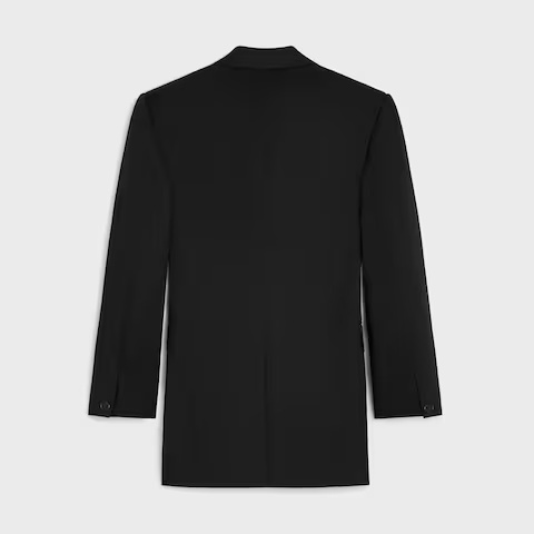 Celine Colonne Jacket In Diagonal Wool In Black