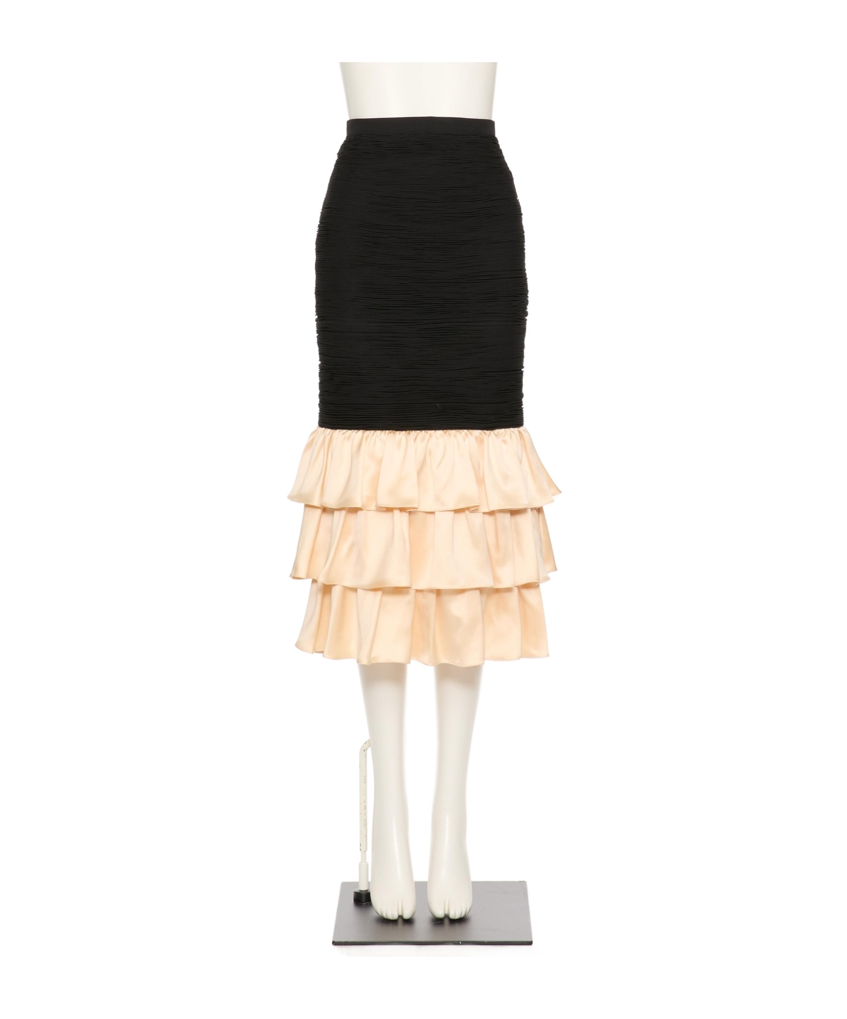 Valentino Panelled Midi Skirt In Black/birch