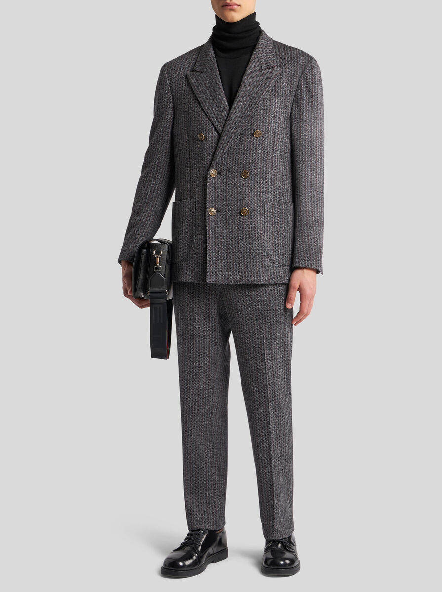 Etro Long-sleeved Double-breasted Blazer In Black