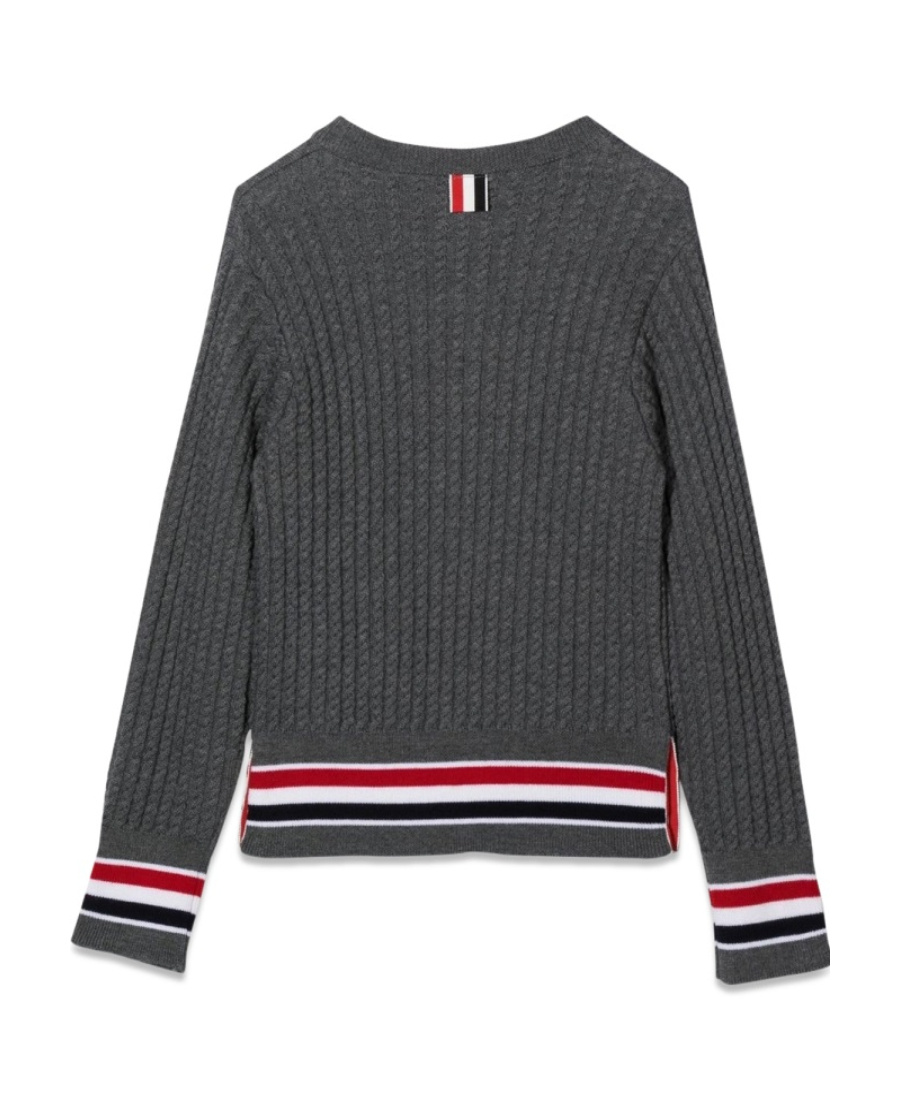 Thom Browne Round-neck Long-sleeved Twisted Sweater In Black