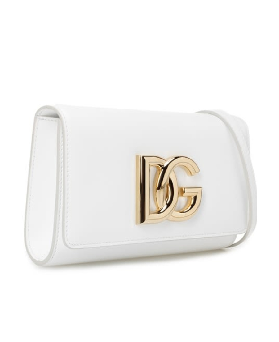Dolce & Gabbana Logo-plaque Leather Crossbody Bag In White