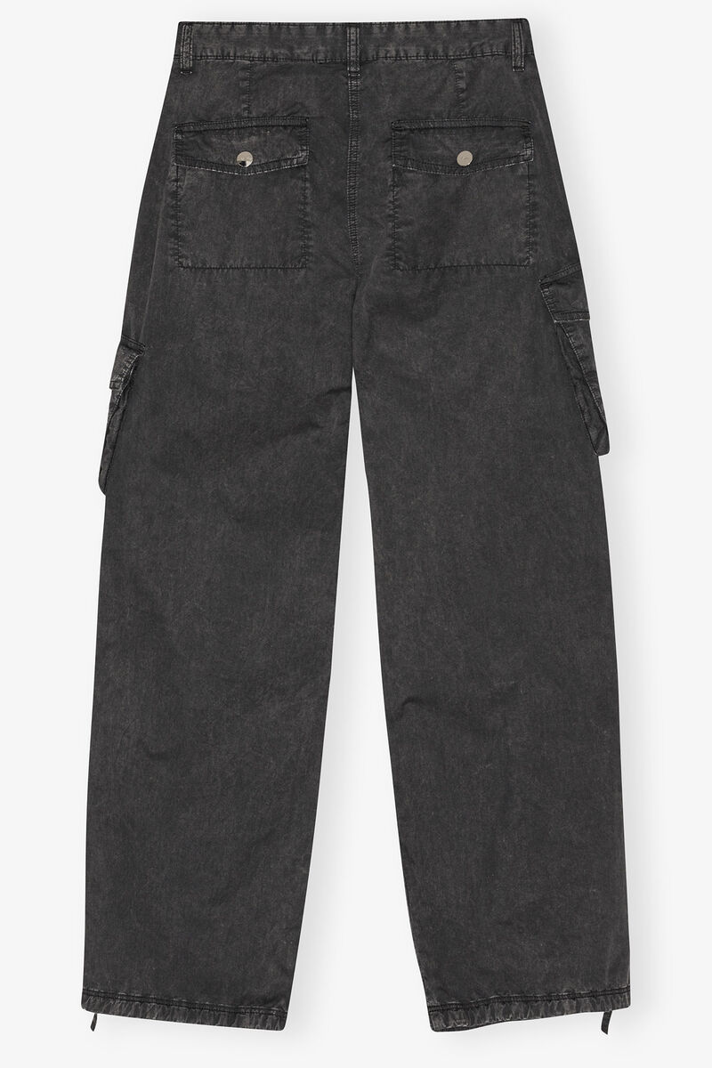 Ganni Women Organic Cotton Cargo Trousers In Black