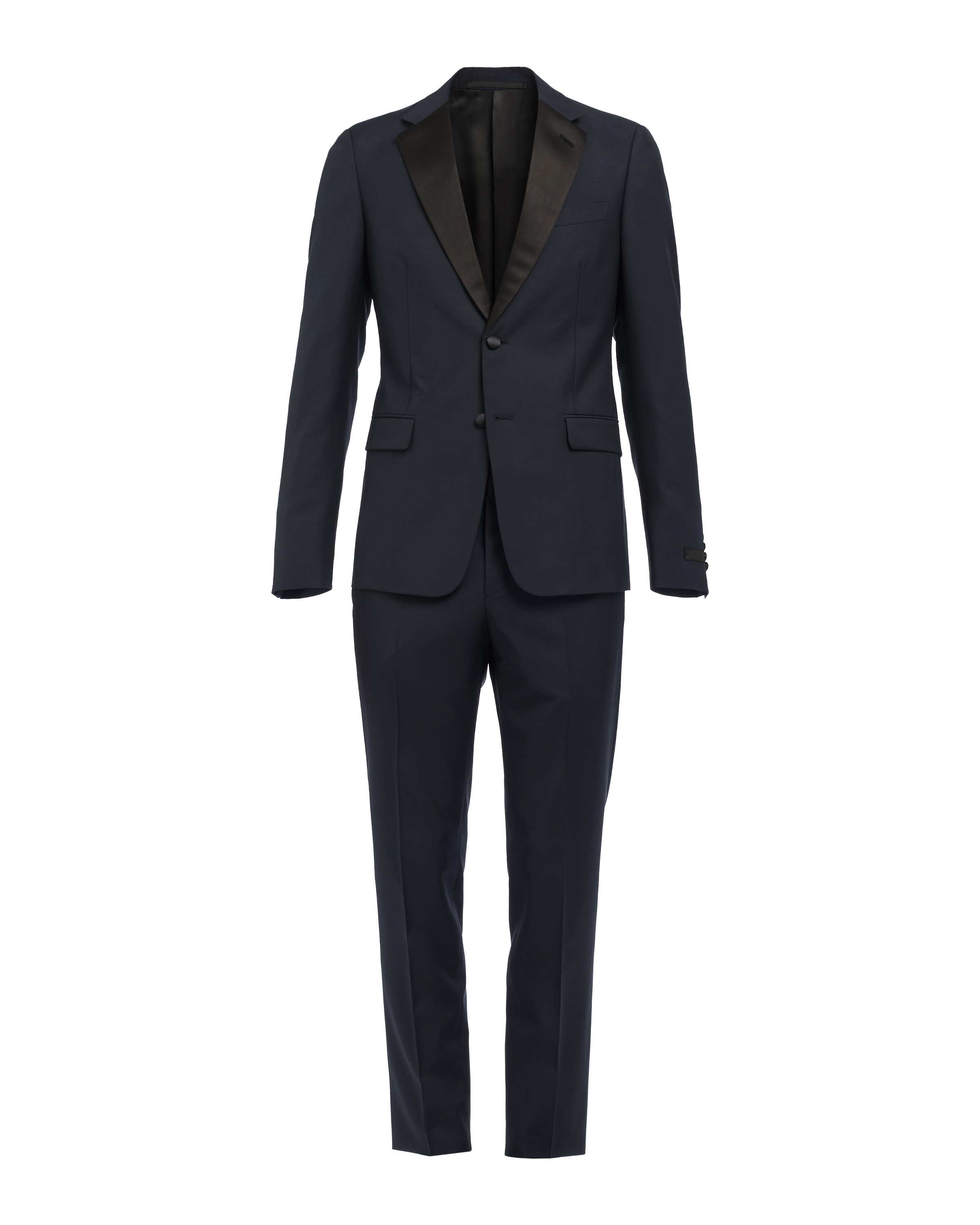 Prada Single-breasted Wool-blend Tuxedo In Black