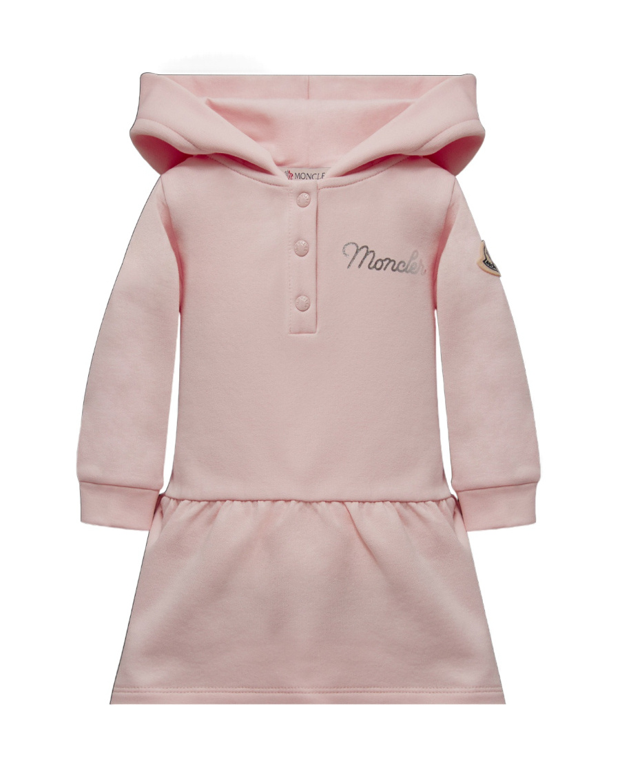Moncler Long-sleeved Hooded Dress In Pink