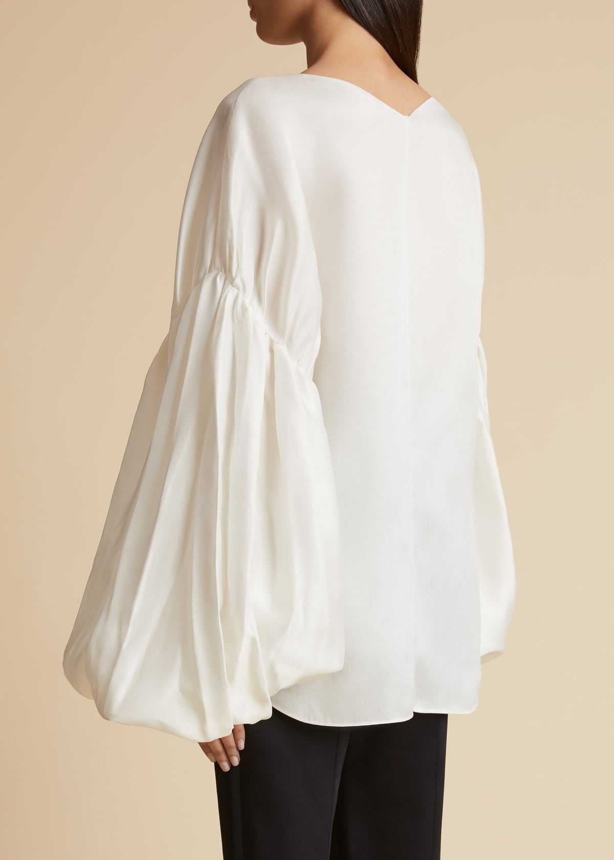 Shop Khaite The Quico Silk Blouse In White