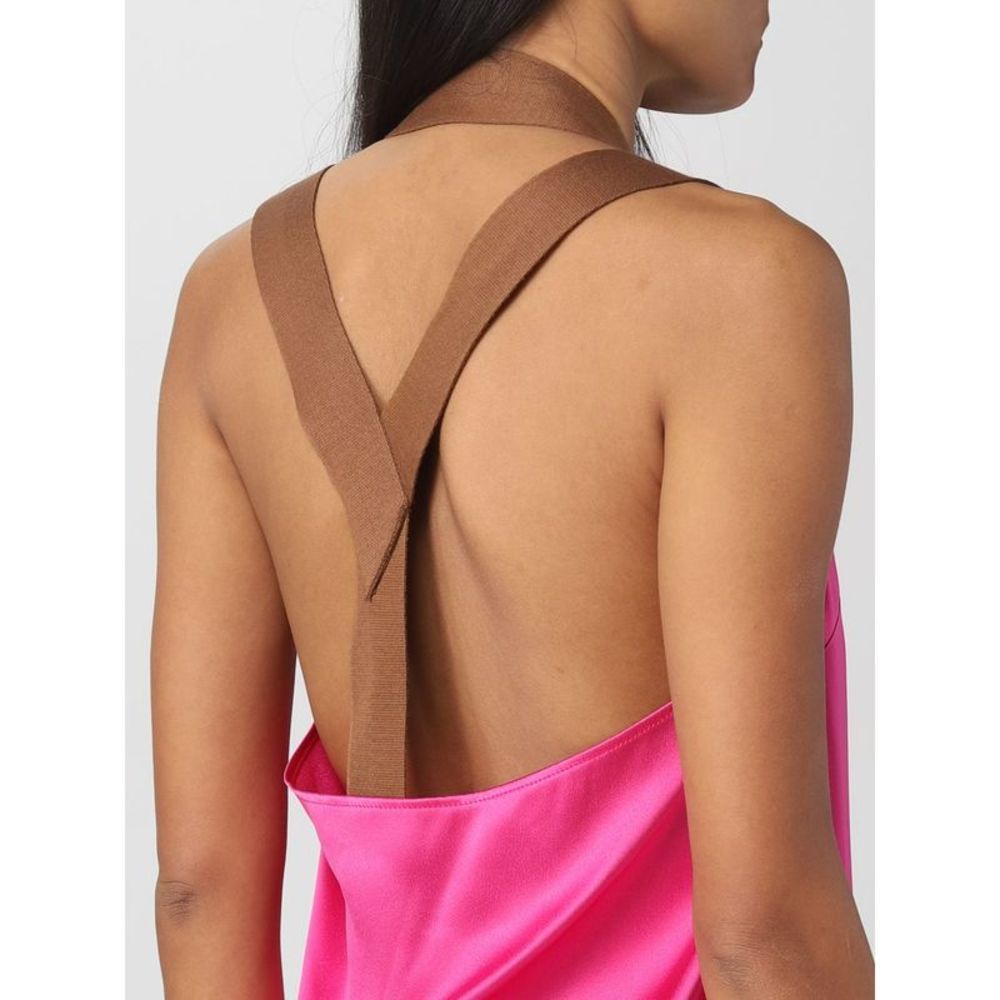 Alysi Satin Long Dress In Pink