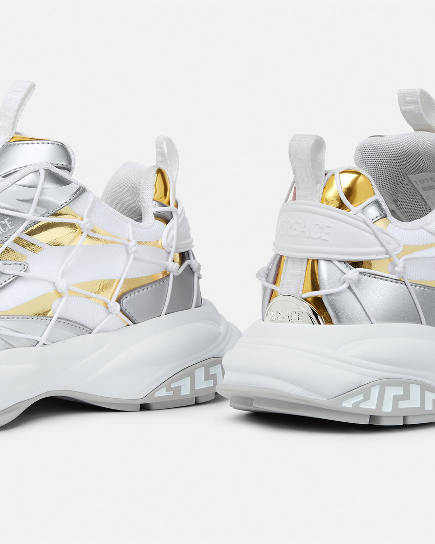 Versace Mercury M_vs_03 Rope, Leather And Mesh Sneakers In White