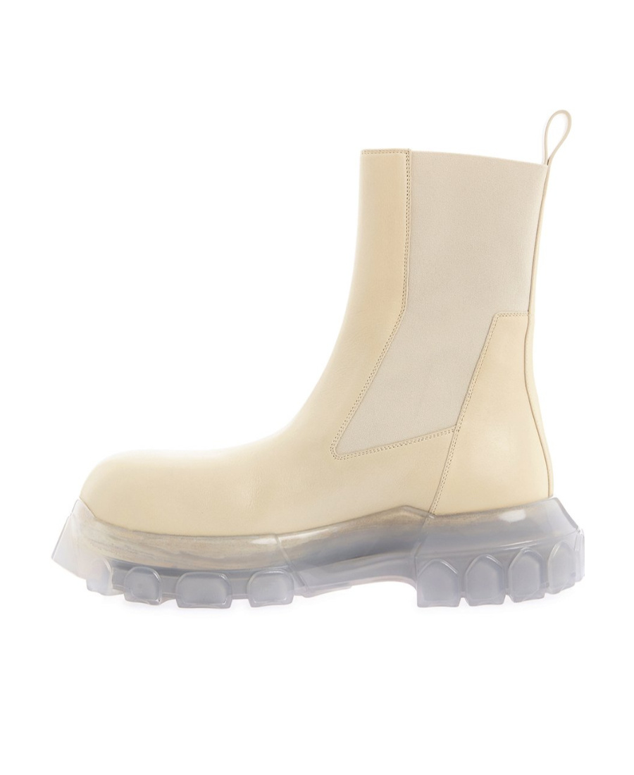 Rick Owens Elasticated-panels Leather Boots In Nude