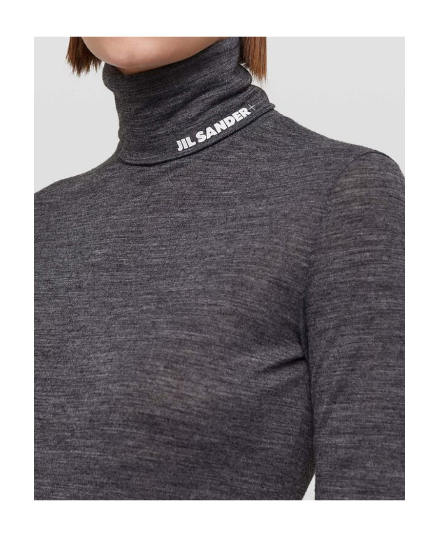 Jil Sander Logo-print Roll-neck Top In Black