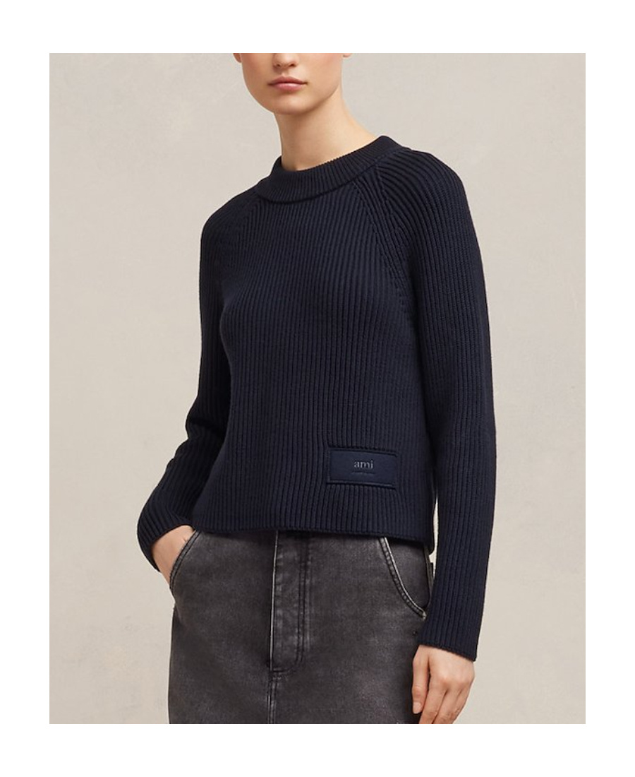 Ami Alexandre Mattiussi Ami Paris Logo Patch Crewneck Jumper In Black