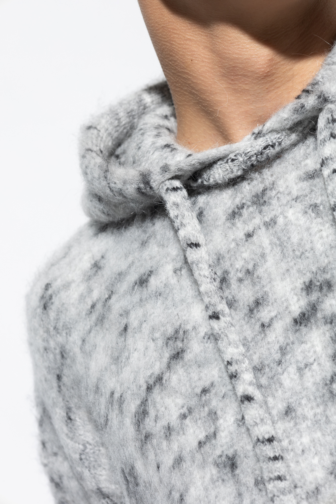Isabel Marant Knitted Drawstring Hoodie In Gray