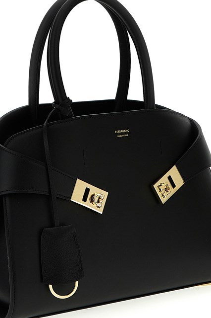 Ferragamo Hug S Front Logo Tote In Black
