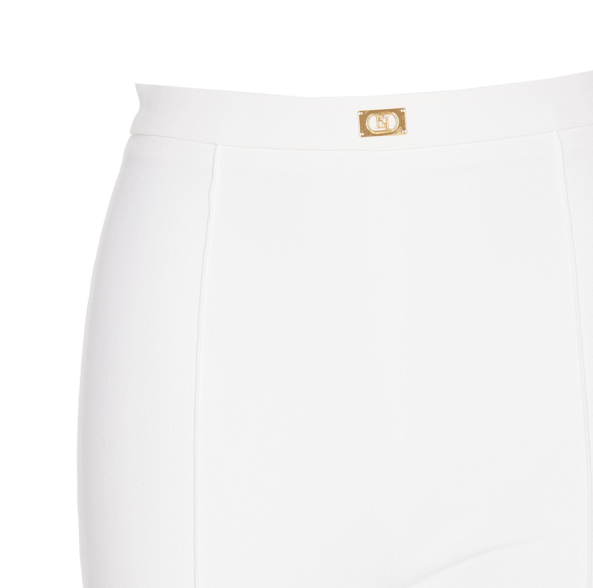 Elisabetta Franchi Logo Crepe Bell Bottoms In White