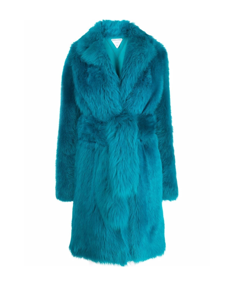 Bottega Veneta Shearling Coat In Blue