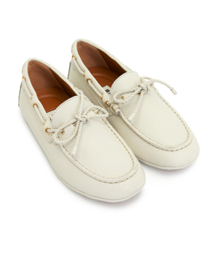 Bally Round-headed Flat Shoes In White