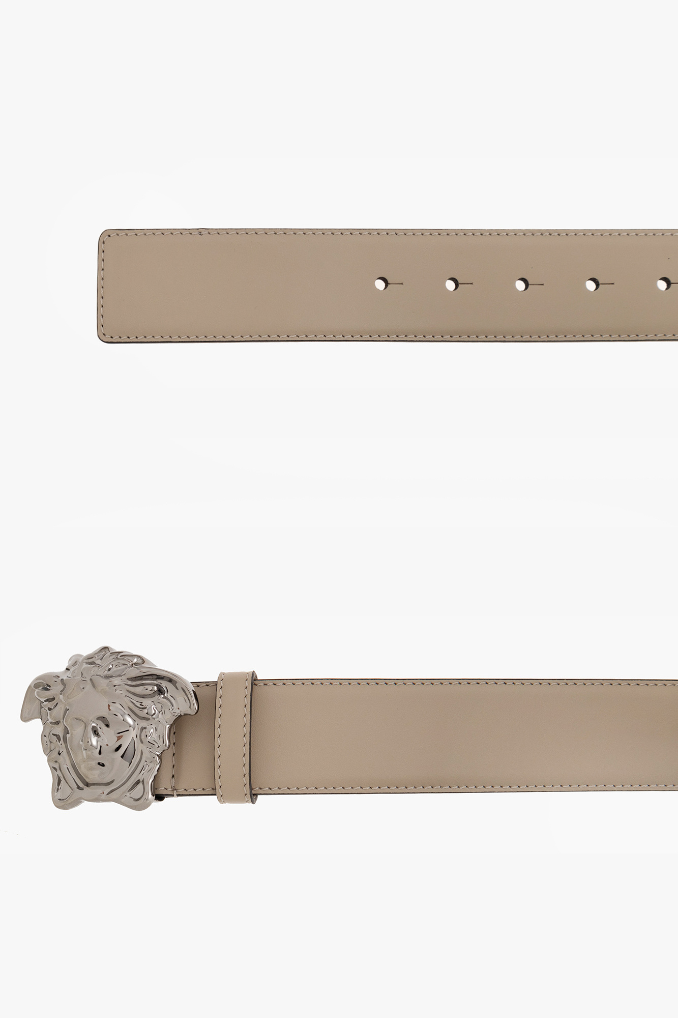 Versace Medusa Head Buckle Belt In Nude