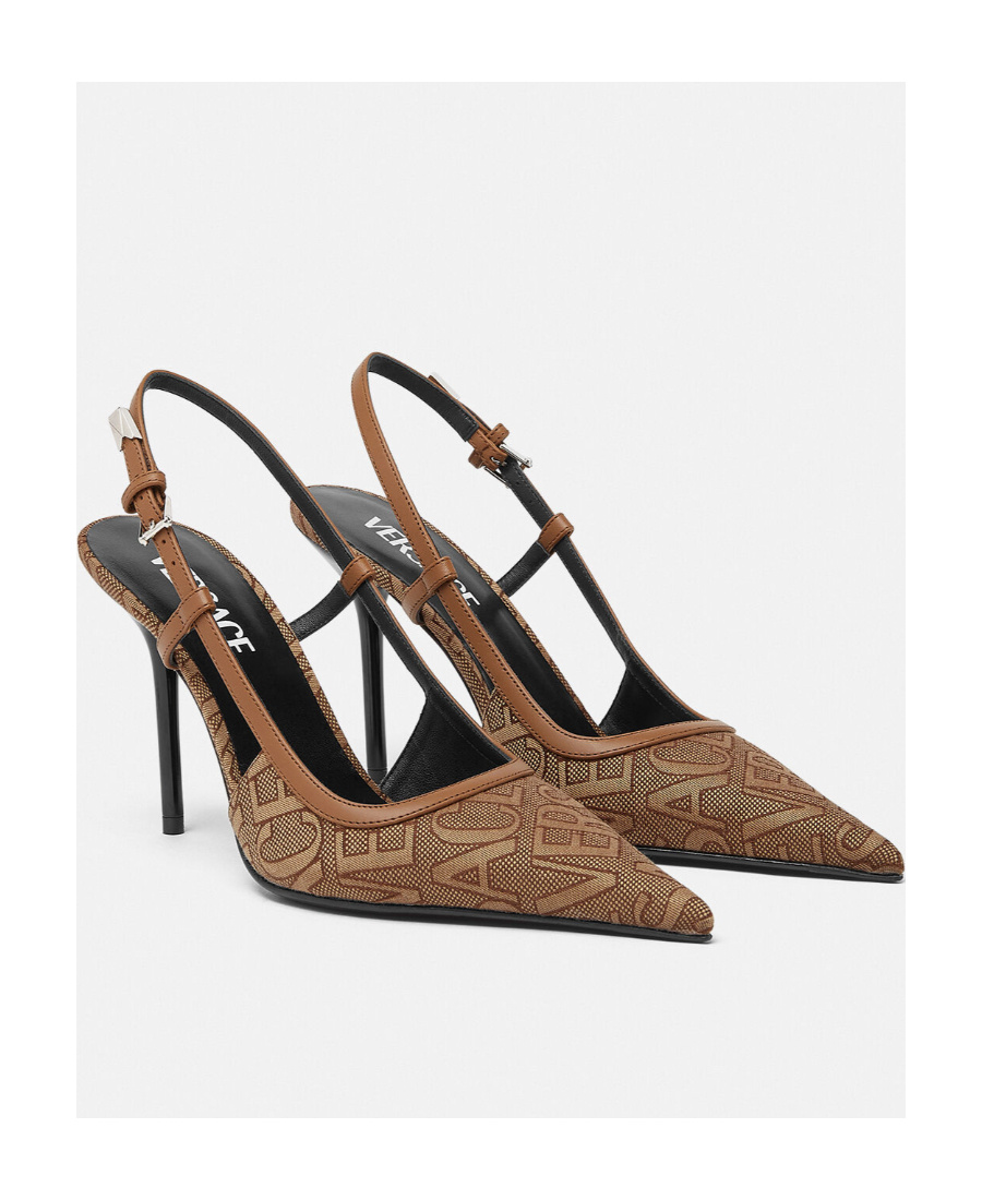 Versace Allover Slingback Pumps In Multicolor
