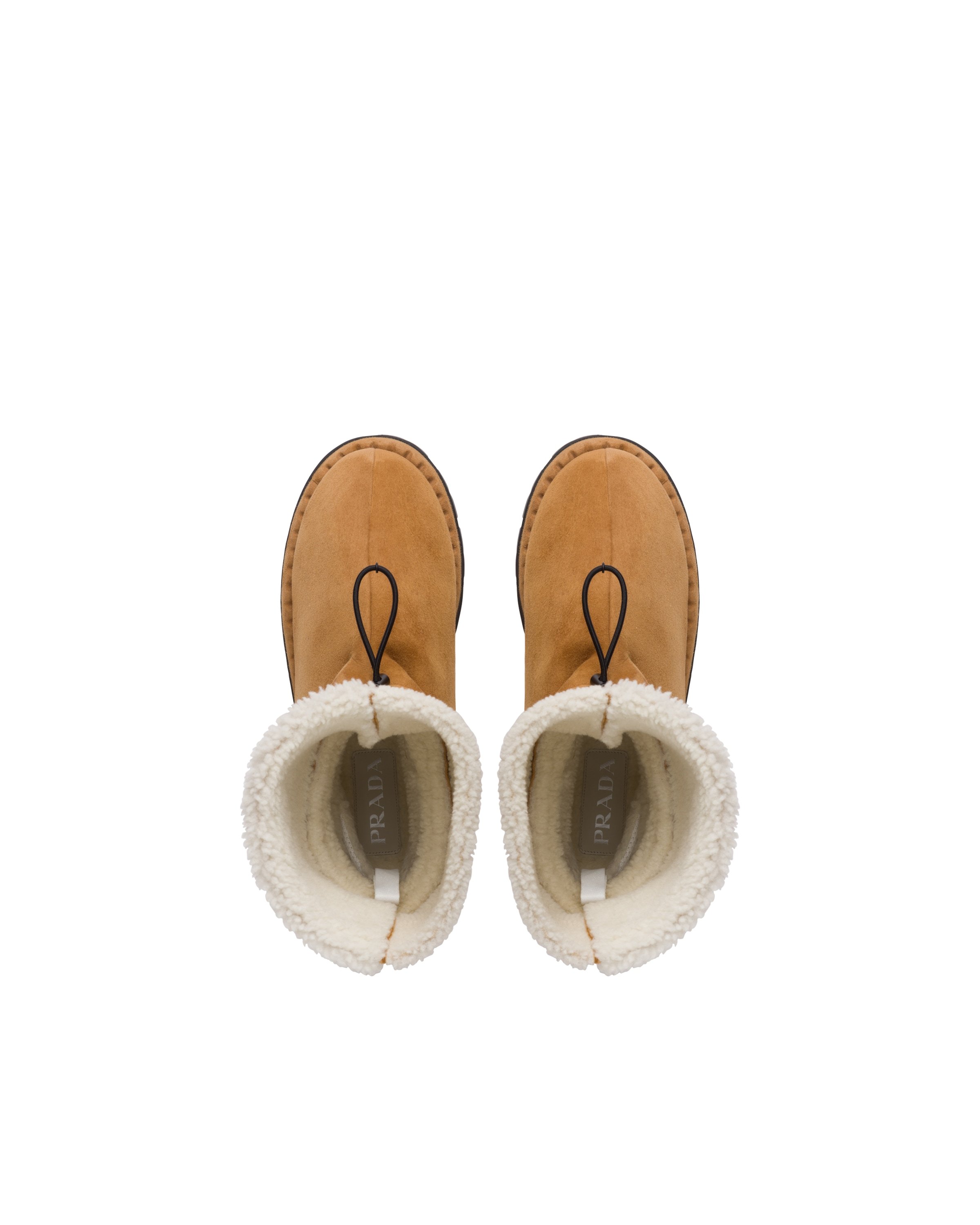 Prada Logo Boots In Cognac