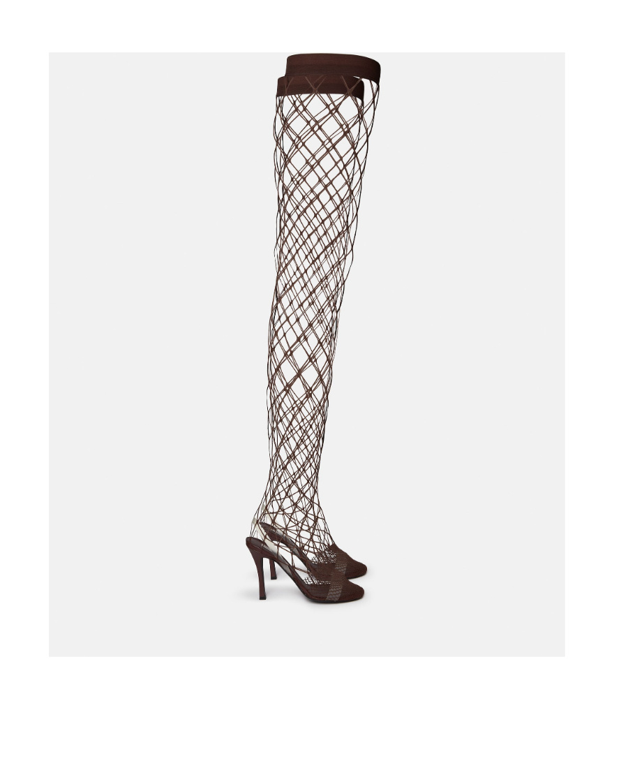Stella Mccartney Slip-on Fishnet Heeled Sandals In Gray
