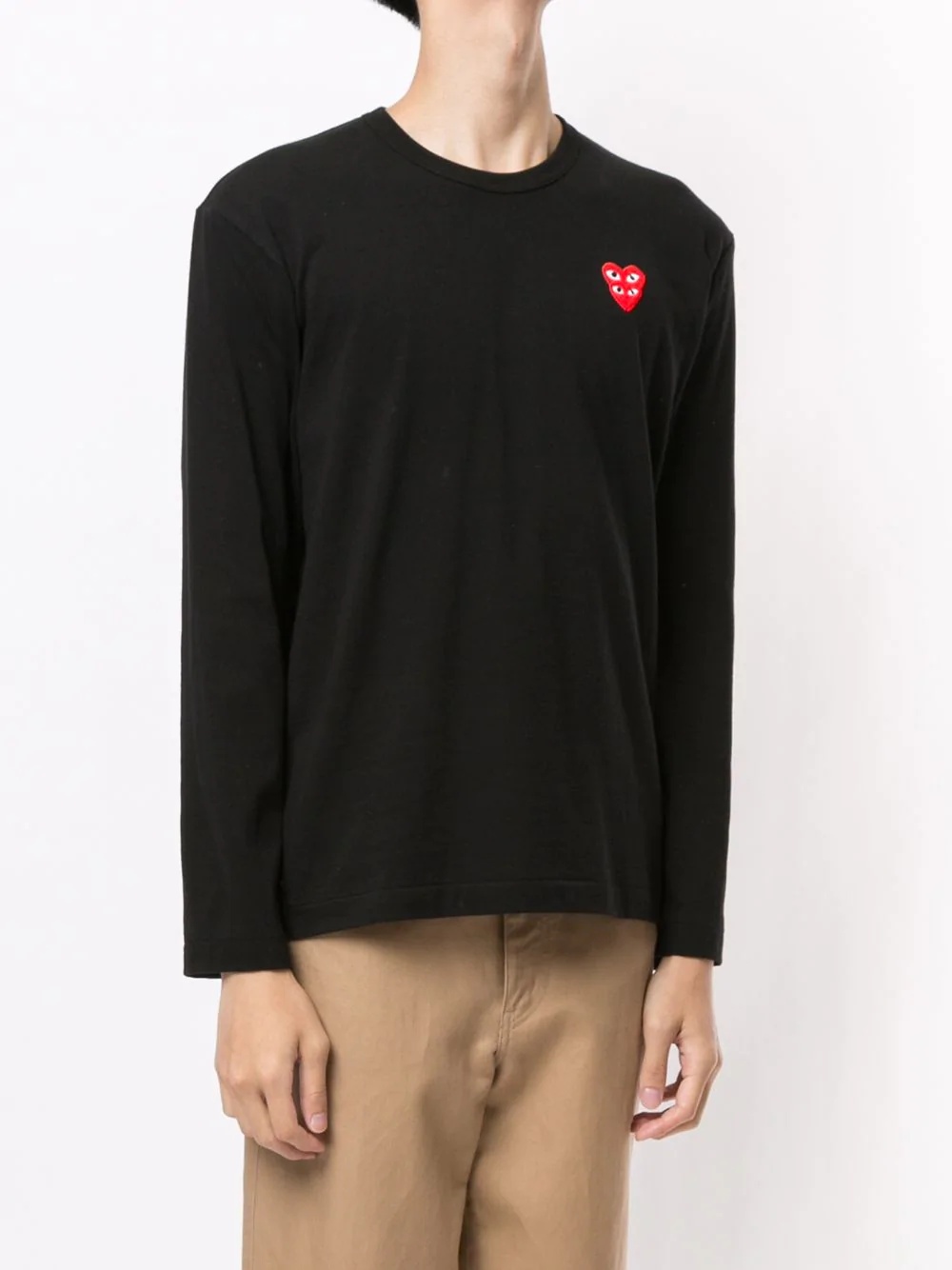 Comme Des Garçons Play Overlapping Heart Long Sleeve T-shirt In Black