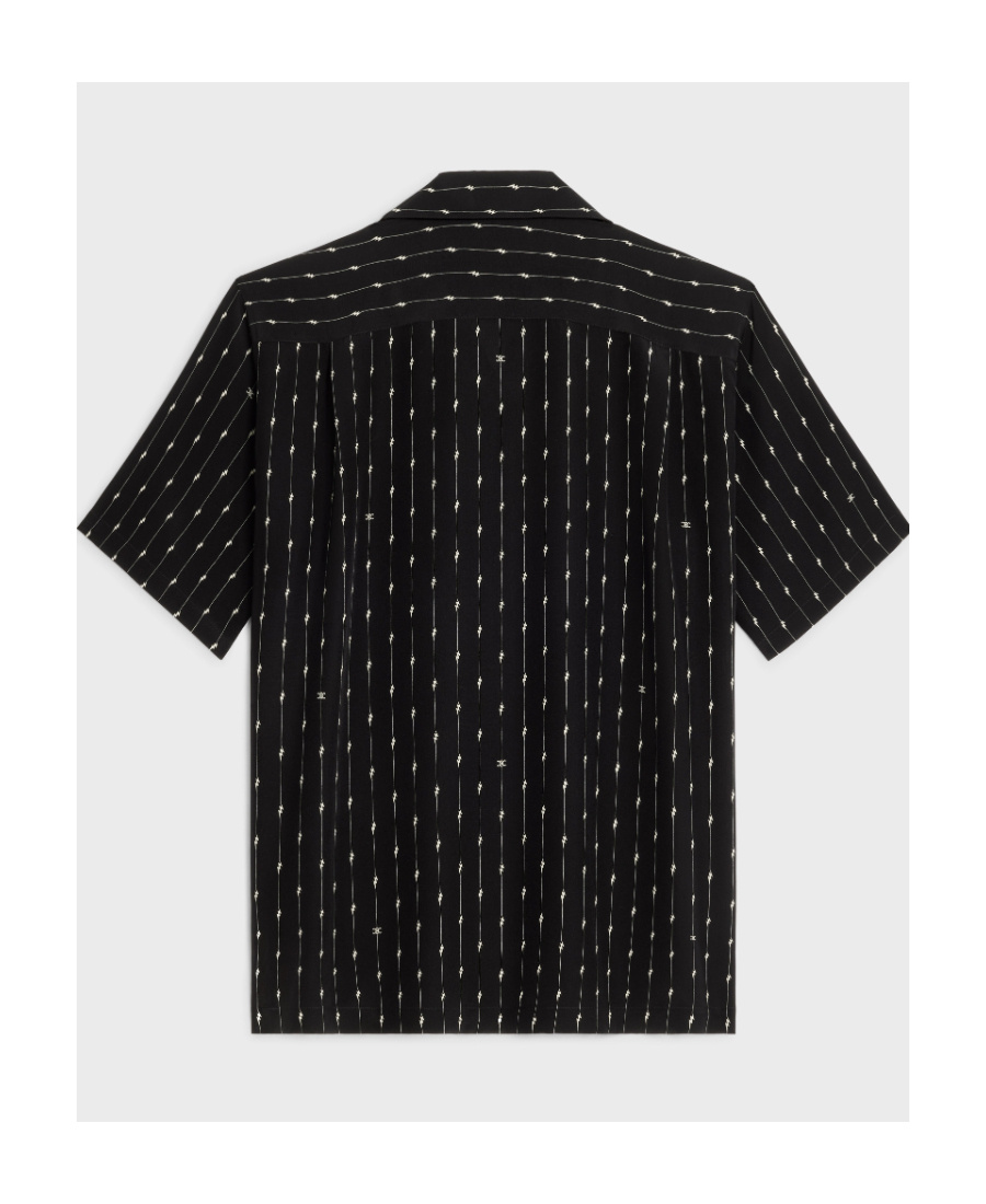 Celine Hawaiian Shirt With Viscose Print In Black