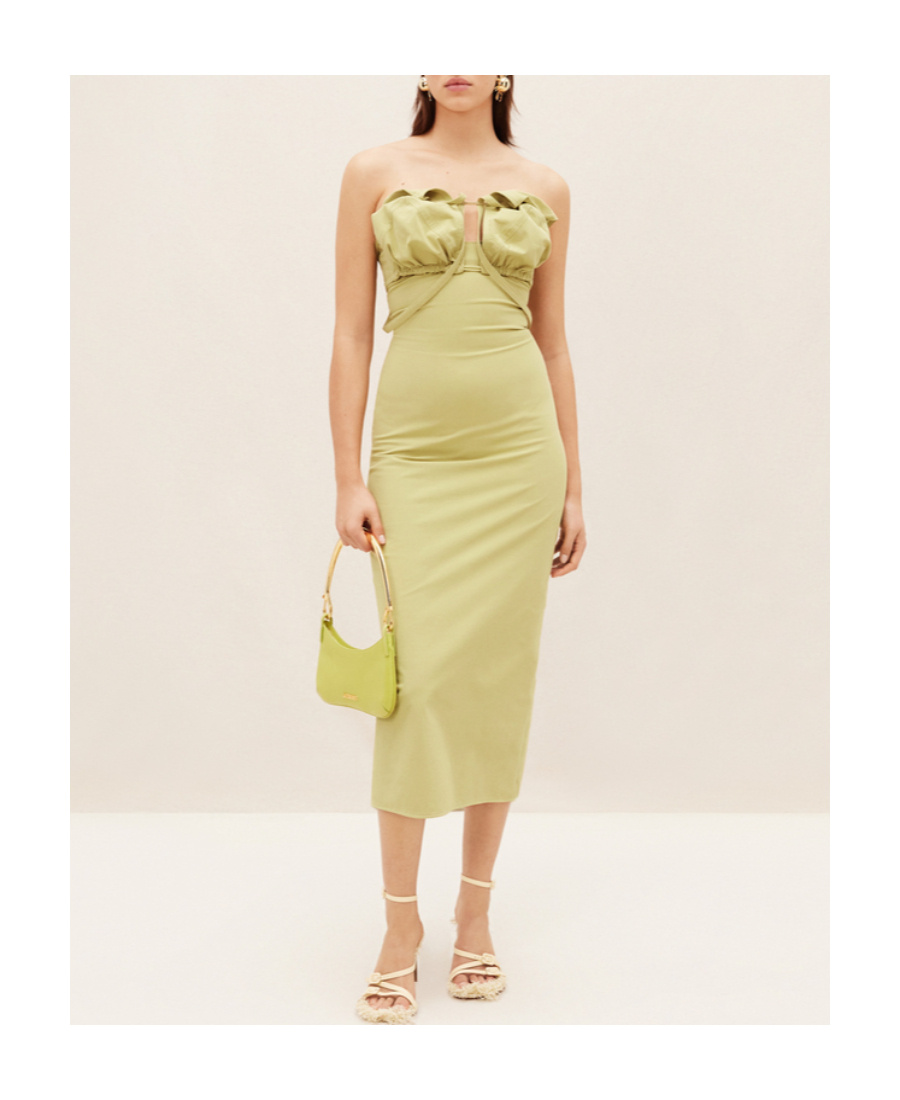 Jacquemus La Robe Bikini Strapless Midi Dress In Nude
