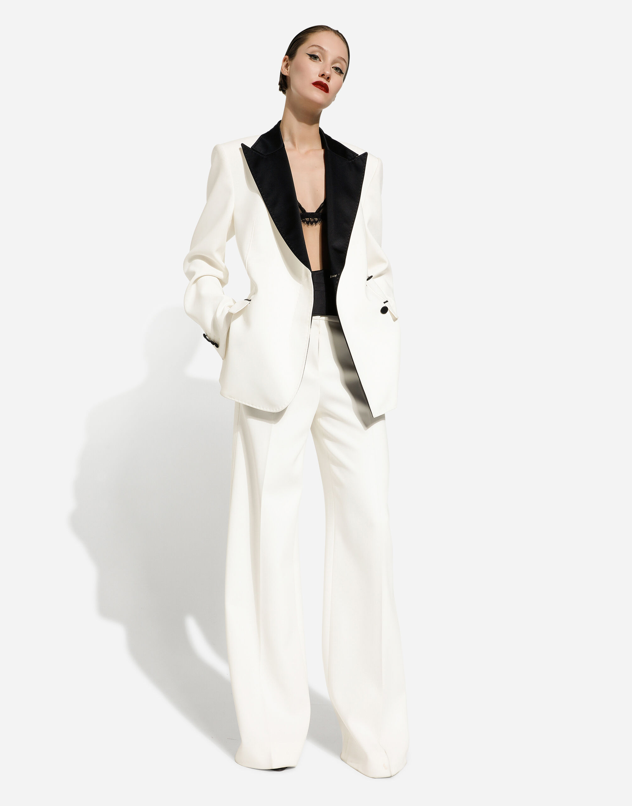 Dolce & Gabbana Dolce  Gabbana Double Crepe Flared Pants In White