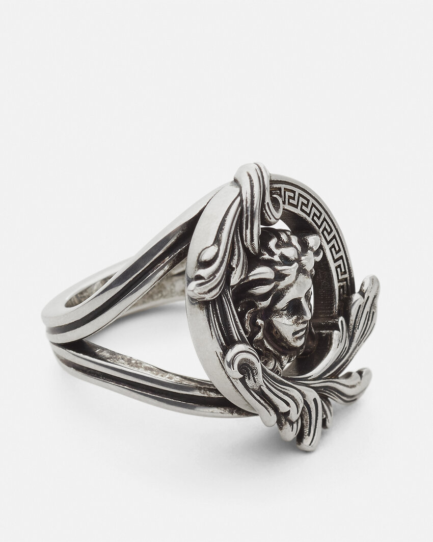 Versace Medusa Head Motif Ring In Metallic