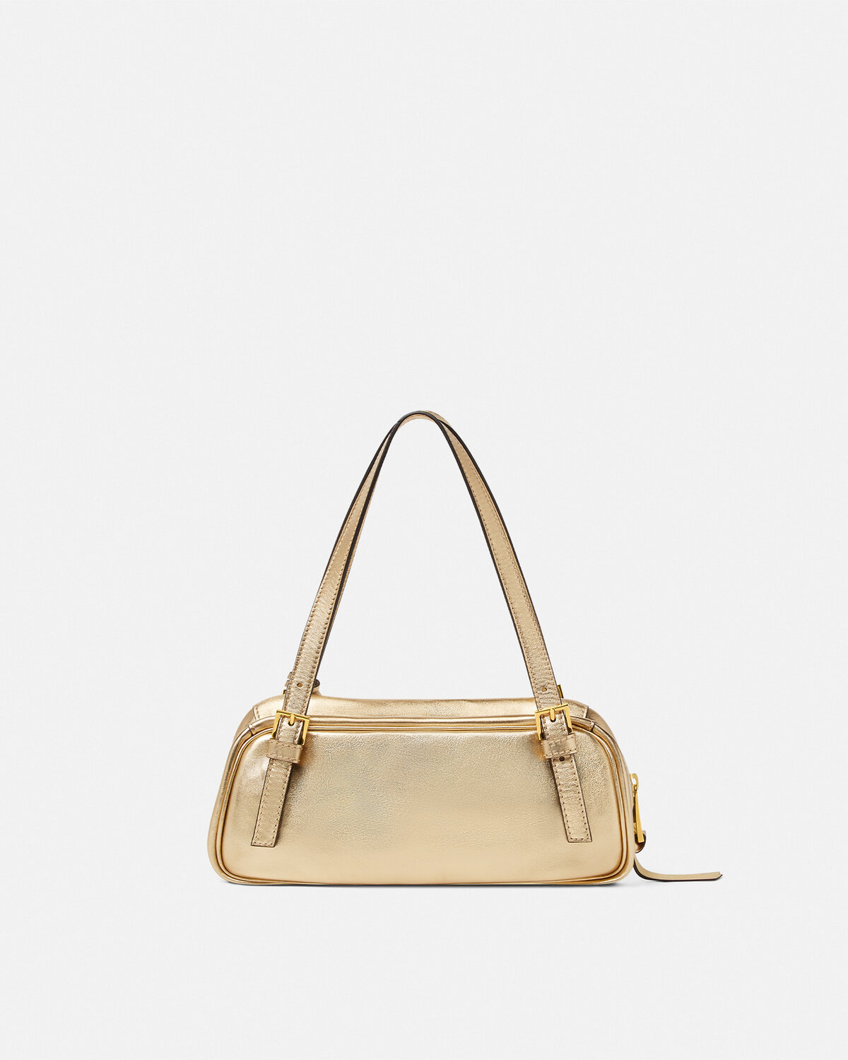 Versace Tag Bowling Metallic Shoulder Bag In Brown